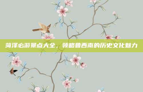 菏泽必游景点大全，领略鲁西南的历史文化魅力