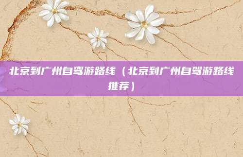 北京到广州自驾游路线(北京到广州自驾游路线推荐)
