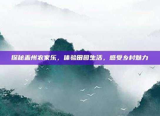 探秘盖州农家乐，体验田园生活，感受乡村魅力