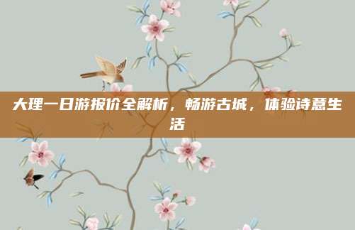 大理一日游报价全解析,畅游古城,体验诗意生活