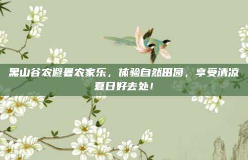 黑山谷农避暑农家乐,体验自然田园,享受清凉夏日好去处!