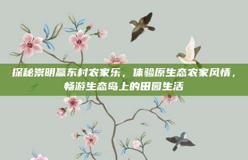 探秘崇明赢东村农家乐，体验原生态农家风情，畅游生态岛上的田园生活