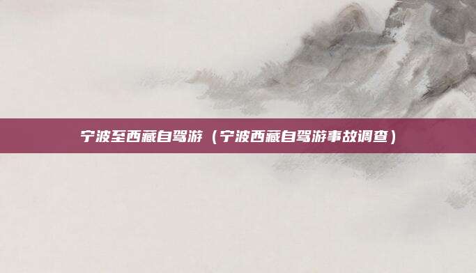 宁波至西藏自驾游（宁波西藏自驾游事故调查）