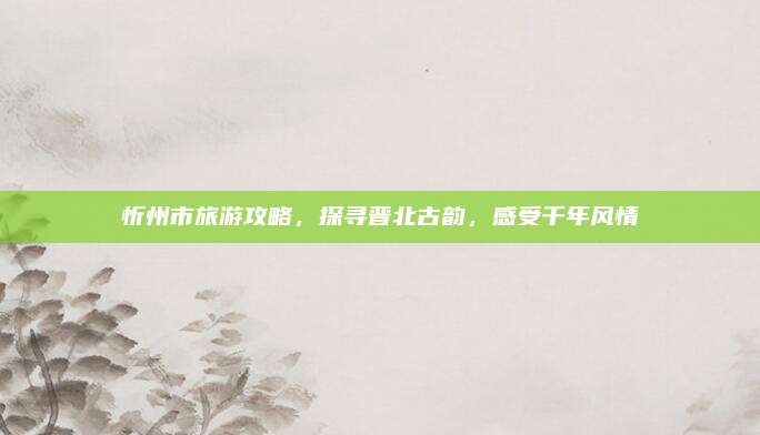 忻州市旅游攻略，探寻晋北古韵，感受千年风情