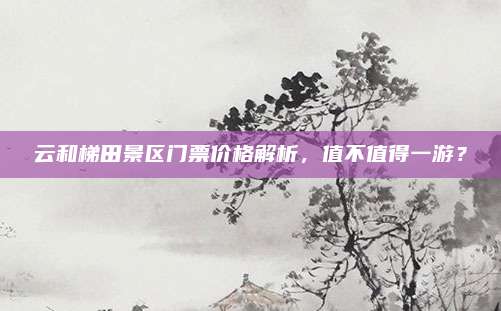 云和梯田景区门票价格解析，值不值得一游？