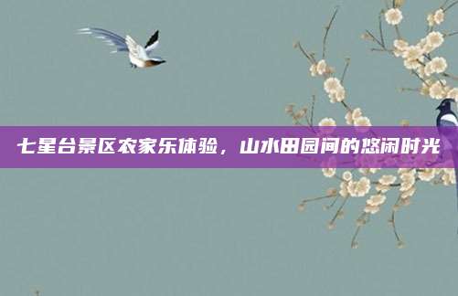 七星台景区农家乐体验，山水田园间的悠闲时光