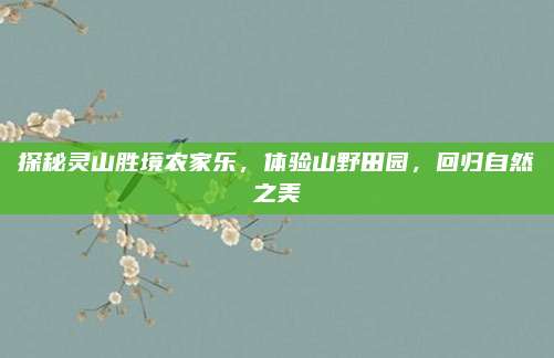 探秘灵山胜境农家乐,体验山野田园,回归自然之美