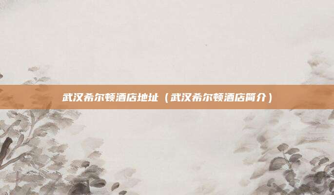 武汉希尔顿酒店地址(武汉希尔顿酒店简介)