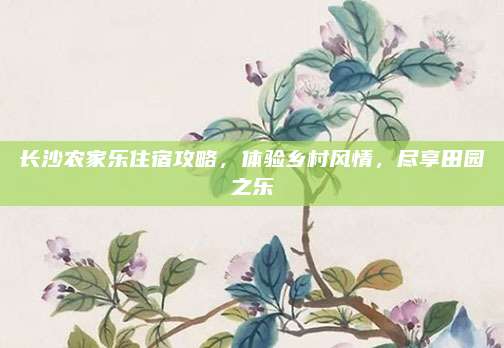长沙农家乐住宿攻略,体验乡村风情,尽享田园之乐