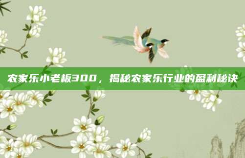 农家乐小老板300，揭秘农家乐行业的盈利秘诀