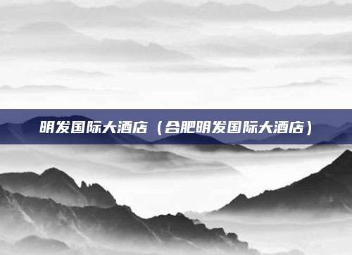 明发国际大酒店(合肥明发国际大酒店)