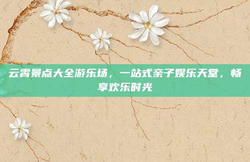 云霄景点大全游乐场，一站式亲子娱乐天堂，畅享欢乐时光