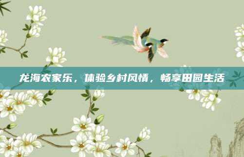 龙海农家乐，体验乡村风情，畅享田园生活