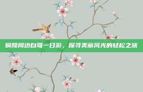 铜陵周边自驾一日游，探寻美丽风光的轻松之旅