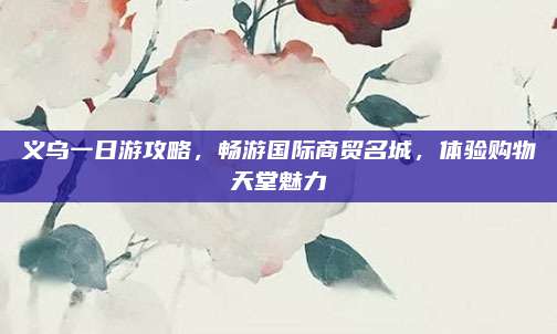 义乌一日游攻略，畅游国际商贸名城，体验购物天堂魅力