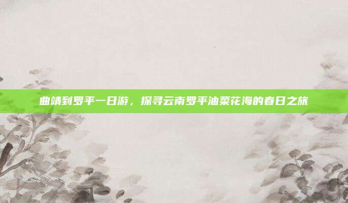 曲靖到罗平一日游,探寻云南罗平油菜花海的春日之旅
