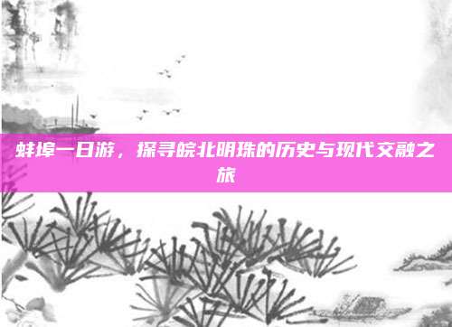蚌埠一日游，探寻皖北明珠的历史与现代交融之旅