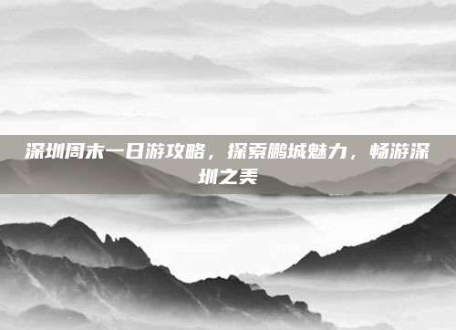 深圳周末一日游攻略，探索鹏城魅力，畅游深圳之美