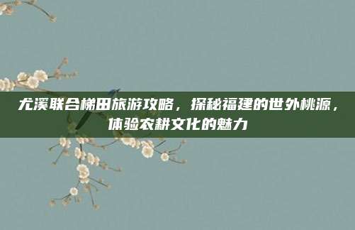 尤溪联合梯田旅游攻略，探秘福建的世外桃源，体验农耕文化的魅力