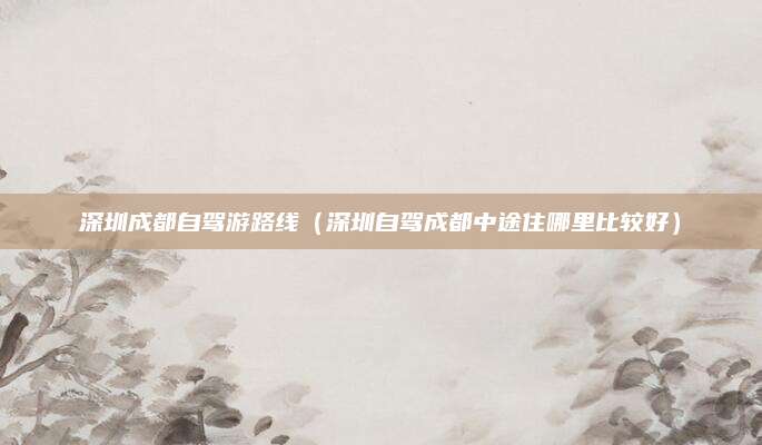 深圳成都自驾游路线(深圳自驾成都中途住哪里比较好)