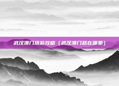 武汉澳门旅游攻略(武汉澳门路在哪里)