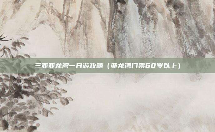 三亚亚龙湾一日游攻略(亚龙湾门票60岁以上)