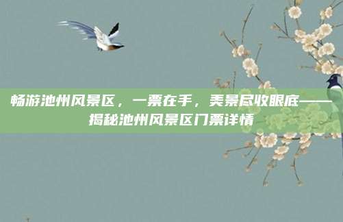 畅游池州风景区，一票在手，美景尽收眼底——揭秘池州风景区门票详情