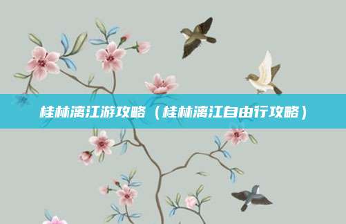 桂林漓江游攻略(桂林漓江自由行攻略)