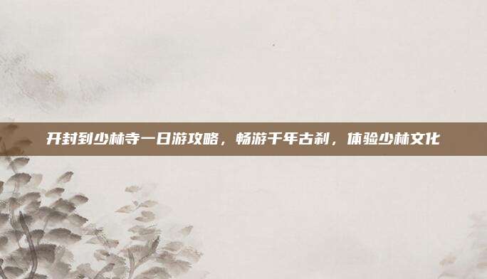 开封到少林寺一日游攻略，畅游千年古刹，体验少林文化
