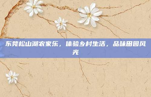 东莞松山湖农家乐，体验乡村生活，品味田园风光
