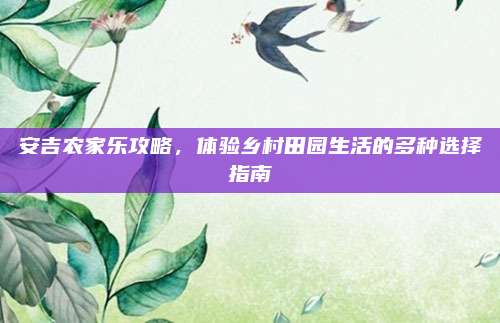 安吉农家乐攻略，体验乡村田园生活的多种选择指南