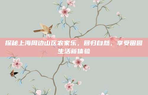 探秘上海周边山区农家乐，回归自然，享受田园生活新体验