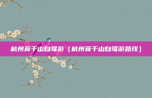 杭州莫干山自驾游(杭州莫干山自驾游路线)