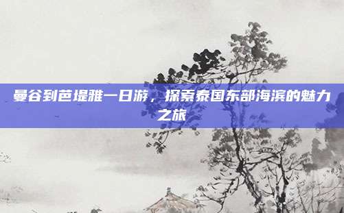 曼谷到芭堤雅一日游，探索泰国东部海滨的魅力之旅