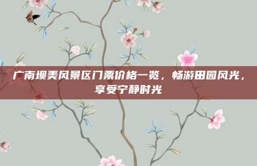 广南坝美风景区门票价格一览，畅游田园风光，享受宁静时光