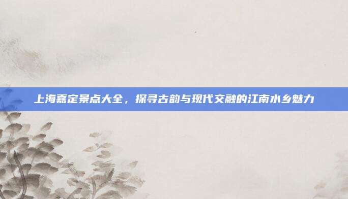 上海嘉定景点大全，探寻古韵与现代交融的江南水乡魅力
