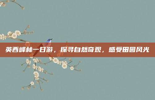 英西峰林一日游,探寻自然奇观,感受田园风光