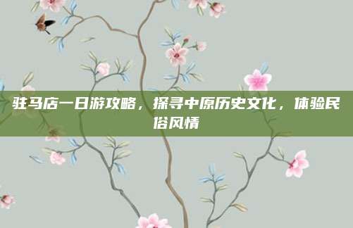 驻马店一日游攻略，探寻中原历史文化，体验民俗风情