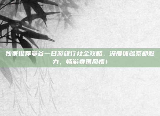 独家推荐曼谷一日游旅行社全攻略，深度体验泰都魅力，畅游泰国风情！