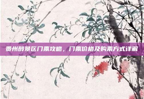贵州醇景区门票攻略，门票价格及购票方式详解