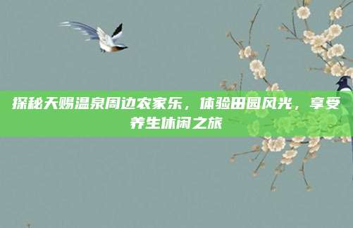探秘天赐温泉周边农家乐，体验田园风光，享受养生休闲之旅