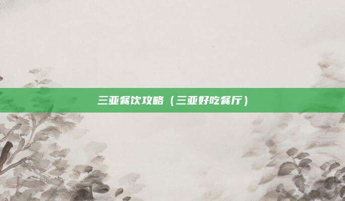 三亚餐饮攻略（三亚好吃餐厅）