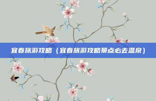 宜春旅游攻略(宜春旅游攻略景点必去温泉)