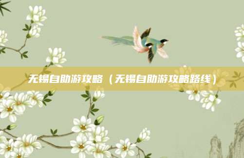 无锡自助游攻略（无锡自助游攻略路线）