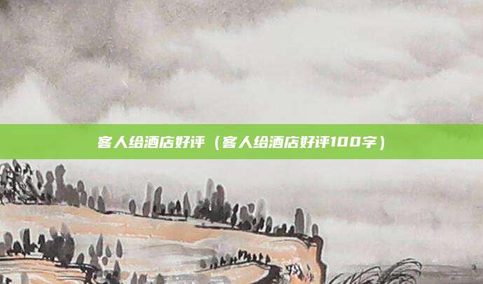 客人给酒店好评(客人给酒店好评100字)