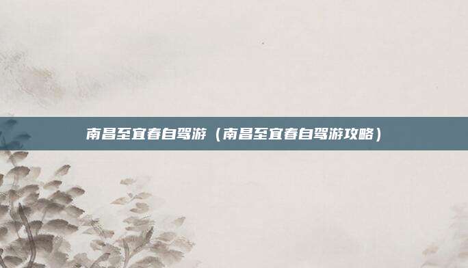 南昌至宜春自驾游(南昌至宜春自驾游攻略)