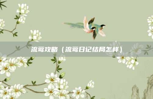 流莺攻略(流莺日记结局怎样)
