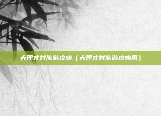 大理才村旅游攻略(大理才村旅游攻略图)
