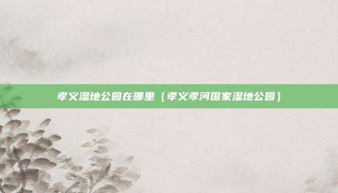 孝义湿地公园在哪里（孝义孝河国家湿地公园）