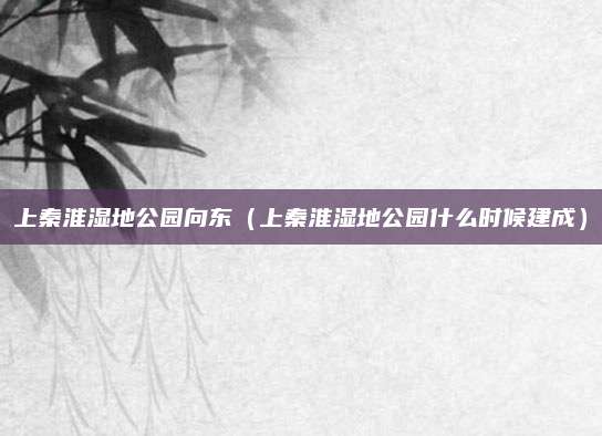 上秦淮湿地公园向东（上秦淮湿地公园什么时候建成）